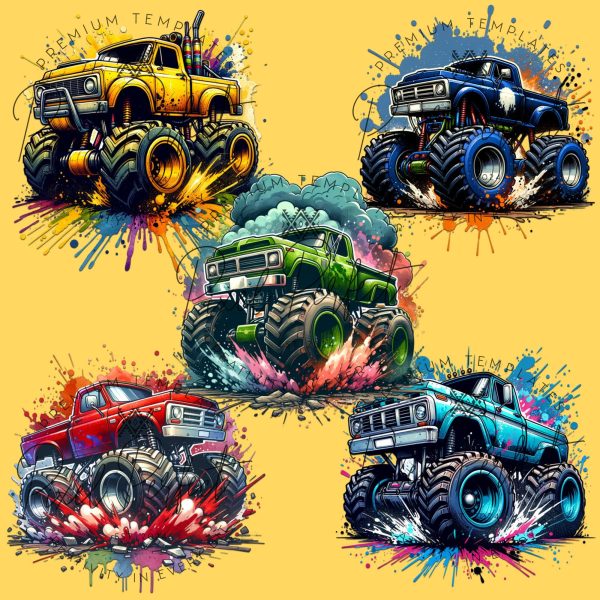 Monster trucks clipart