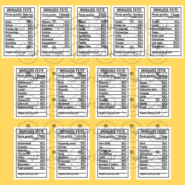 Nutrition facts combo Afrikaans & English