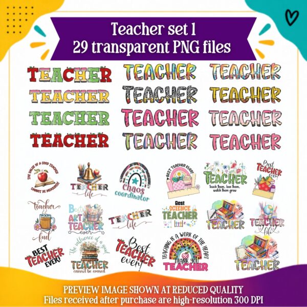 3 Teacher clipart bundle 1 English