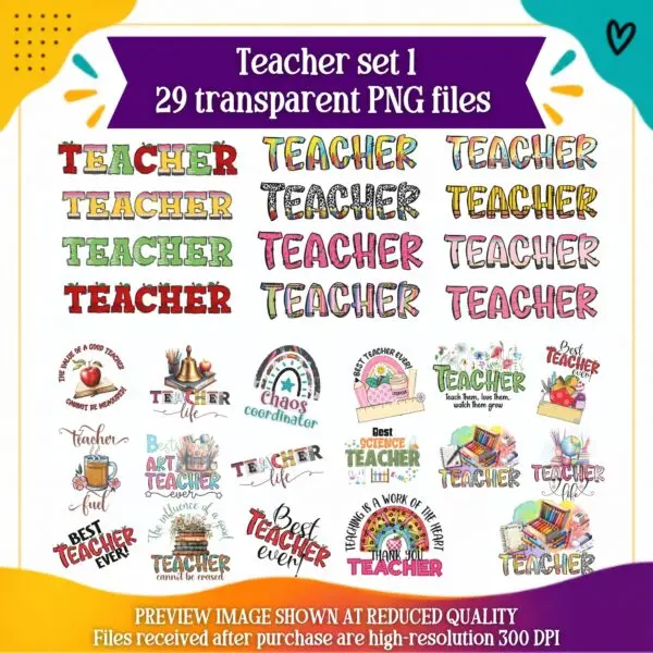3 Teacher clipart bundle 1 English
