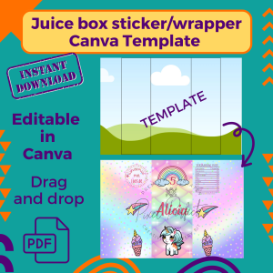 Juice box sticker/wrapper Canva template
