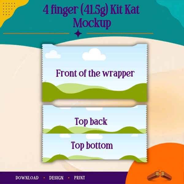 4 finger Kit Kat mockup 4 finger Kit Kat wrapper Canva template
