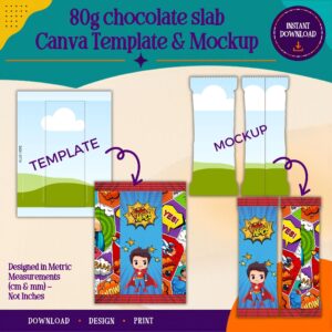 80g chocolate slab wrapper Canva template