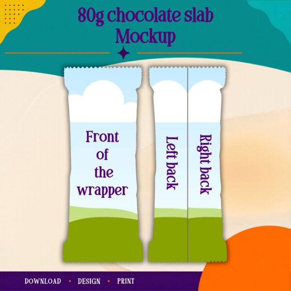 80g chocolate slab mockup 80g chocolate slab wrapper Canva template