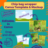 Chip bag wrapper Canva template and mockup