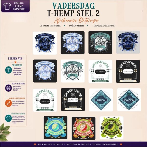 Afrikaanse Vadersdag t-hemp ontwerpe kombo