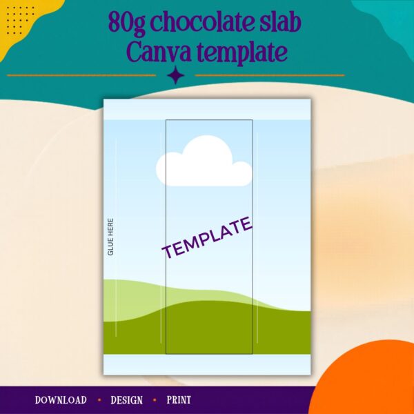 Template 80g chocolate slab wrapper Canva template