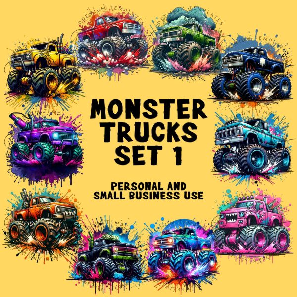 Monster trucks clipart