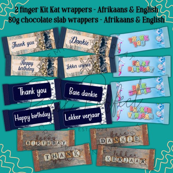 Birthday & Thank you chocolate wrappers bundle Set 1