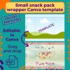 Small snack pack wrapper Canva template