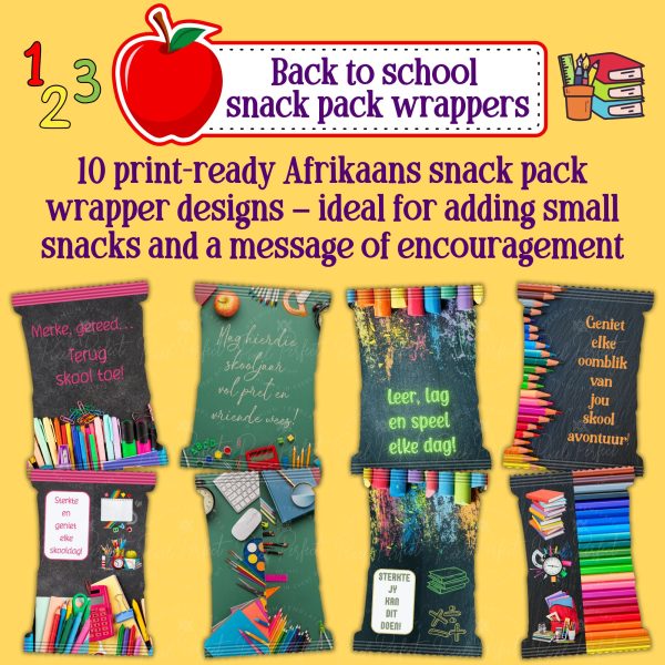 Back to school snack pack wrappers bundle Afrikaans