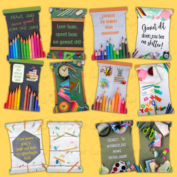 Back to school snack pack wrappers bundle Afrikaans